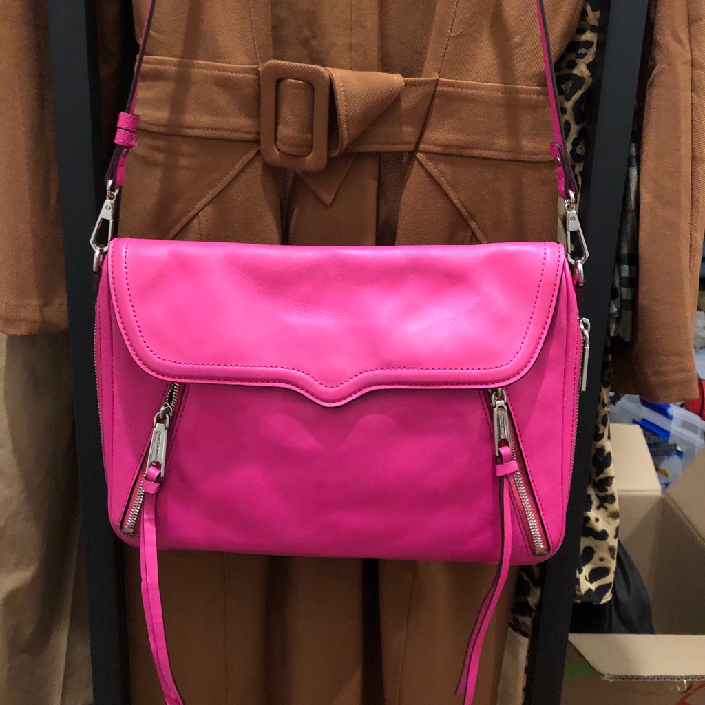 Neon Pink Rebecca Minkoff Genuine Leather Shoulder Bag